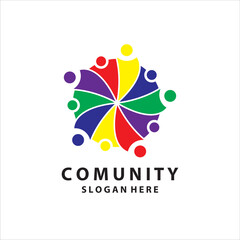Obraz premium community vector logo design for business,community logo simple,family vector logo colorful