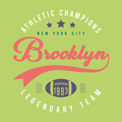 Typography college varsity Brooklyn state slogan print with Rugby for graphic t-shirt or sweatshirt