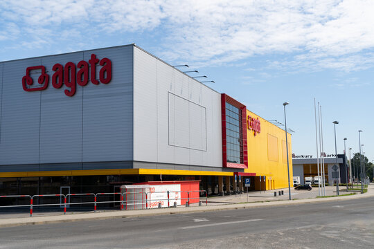 Salon Agata Meble furniture store building with brand logo sign. Polish retail chain company, furniture and home decor products shop. Signboard with brand logotype on August 12, 2023 in Krakow, Poland