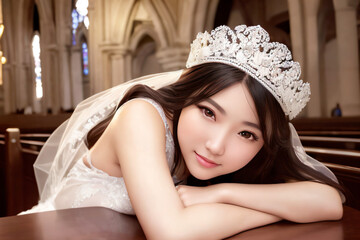 ウェディングドレスの女性