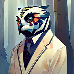 Anthropomorphic Owl. Digital illustration.