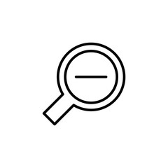 Zoom out icon. Simple outline style. Magnifying glass, find, minus, reduce, minimize, search concept. Thin line symbol. Vector isolated on transparent background. SVG.