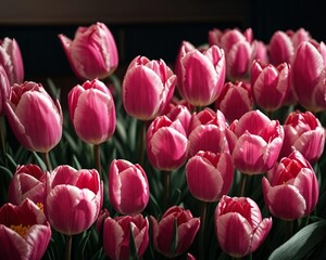 Obraz premium pink tulips in a garden