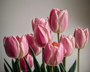 Fototapeta premium pink and white tulips