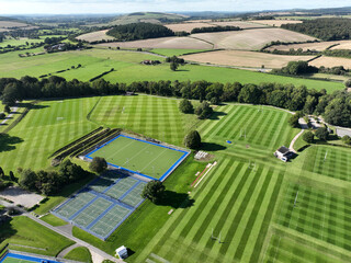 aerial view of school playing fields set in a beautuful rural scenic location