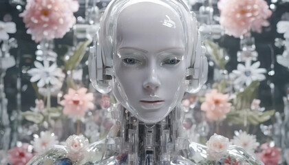 Aesthetic robot, floral pattern, artificial intelligence