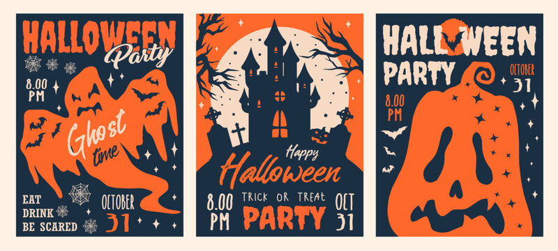 Halloween party colorful set stickers
