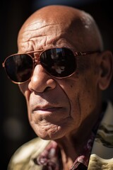 closeup of a man wearing sunglasses