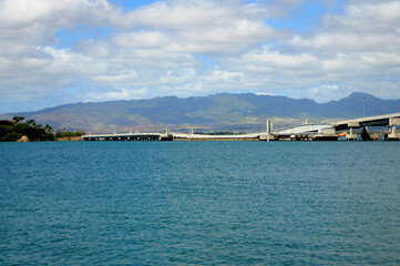 Obraz premium Ford Island Bridge Honolulu Hawaii