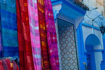 Fotobehang Chefchaouen el pueblo azul de Marruecos en la zona norte de África. Sitio turístico líder en la producción del Cannabis. © ismel leal