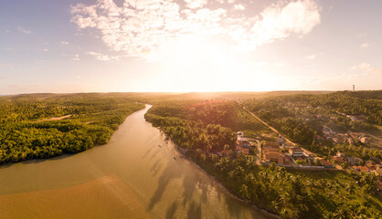 Imagem a&eacute;rea da Praia da Barra do Itariri, munic&iacute;pio de Conde, Bahia, Brasil