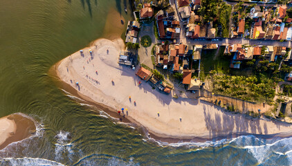 Imagem aérea da Praia da Barra do Itariri, município de Conde, Bahia, Brasil