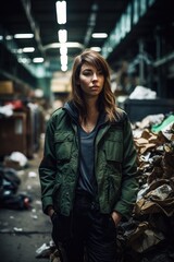 Fototapeta premium shot of a young woman in a recycling plant