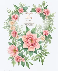 Gordijnen Beautiful Luxury flowers wedding and invitation card background, watercolor background style. Vintage deep flower and botanical leaves. © Govindan