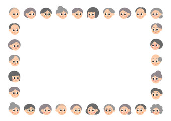 シニアの顔フレームイラスト