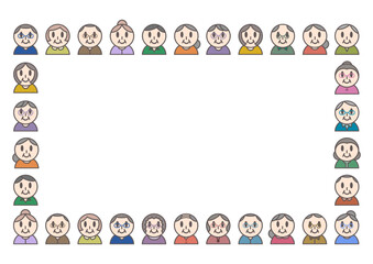 シニアの顔フレームイラスト