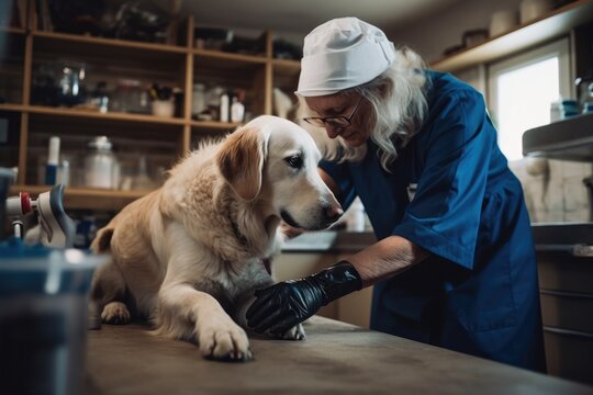 Shot Of A Vet Putting On Surgical Gloves At An Animal Rehabilitation Center