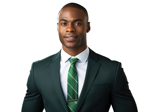 Playful Black Professional with Green Tie