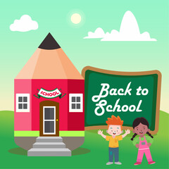 vector back to school background with happy student