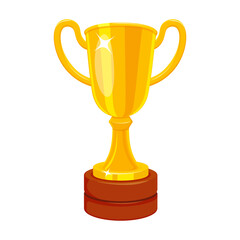 Winner golden cup. Vector illustration of trophy for first place. Championship award