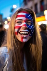 a young woman celebrating after the democratic election of her candidate