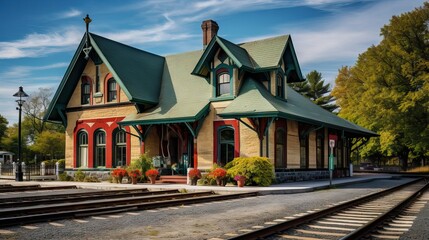 A historical train station, built between the years 1800 and 1900, that captures the golden age of railway travel. Generative AI