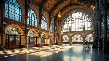 A historical train station, built between the years 1800 and 1900, that captures the golden age of railway travel. Generative AI