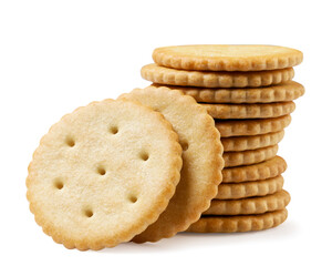 Round crackers close-up on a white. Isolated