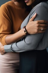 cropped shot of two women holding onto each other
