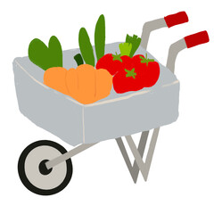 wheelbarrow with vegetables