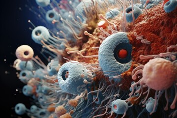 Microscopic image of human cells, viruses, parasites.