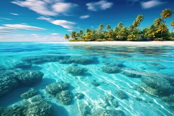 Fototapeta na wymiar Aqua Oasis: Tropical Lagoon Beauty. Poster. Generativ ai.