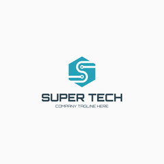 Super Tech Hexagon S Letter Logo Design Template