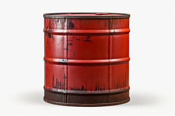 Red barrel with black top and white background with red handle.