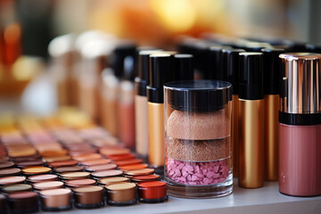 Accessories for professional makeup cosmetic products. Beauty concept for beauty and health.