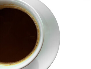 Partial view of Isolated cup of coffee and pyrex