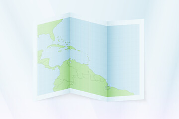 Saint Lucia map, folded paper with Saint Lucia map.