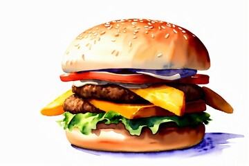 A Drawing Of A Hamburger On A White Background