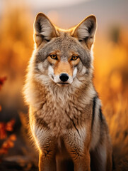 Fototapeta premium Coyote in its Natural Habitat, Wildlife Photography, Generative AI