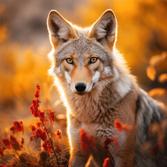 Obraz premium Coyote in its Natural Habitat, Wildlife Photography, Generative AI