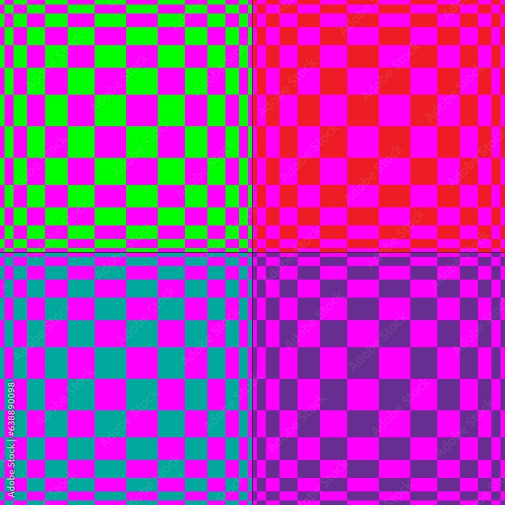 Poster mod op art vector checkerboard patterns with bright pink