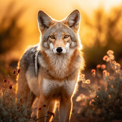 Fototapeta premium Coyote in its Natural Habitat, Wildlife Photography, Generative AI