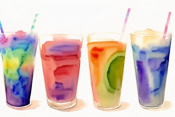 Three Glasses Filled With Different Colored Drinks