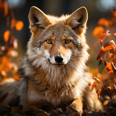 Fototapeta premium Coyote in its Natural Habitat, Wildlife Photography, Generative AI