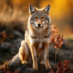 Coyote in its Natural Habitat, Wildlife Photography, Generative AI