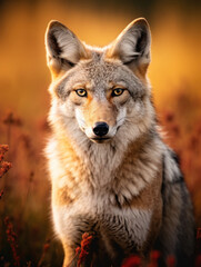 Naklejka na ściany i meble Coyote in its Natural Habitat, Wildlife Photography, Generative AI