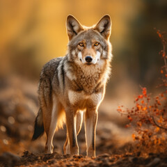 Naklejka na ściany i meble Coyote in its Natural Habitat, Wildlife Photography, Generative AI