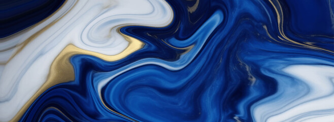 Fototapeta premium Abstract blue liquid watercolor background with golden stains. High resolution luxurious marble. Style incorporates the swirls of marble or the ripples of agate. painted artificial marbled surface,