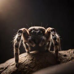 Portrait of a tarantula animal with realistic tones of the highest quality and focus on the object