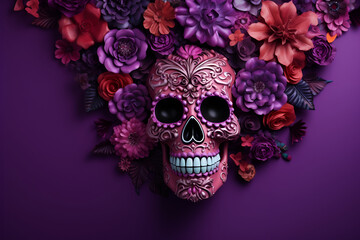 Feast of Dia de los Muertos, attributes and traditions. With Generative AI technology